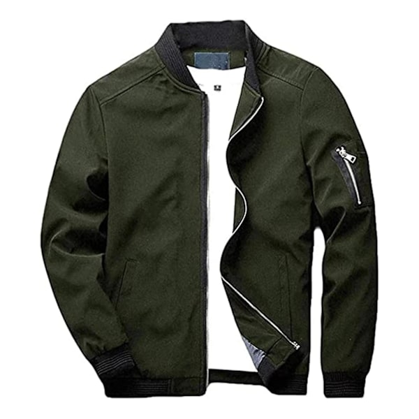 Flight Bomber Jakke Mode Afslappet Lynlåslukning Trendy Jakker Frakke Mænd Green 6XL