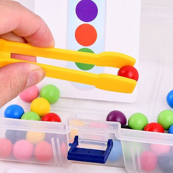 Læringslegetøj Montessori Farvesortering Trælegetøj Hænder Hjernetræning Clip Perler Matematik