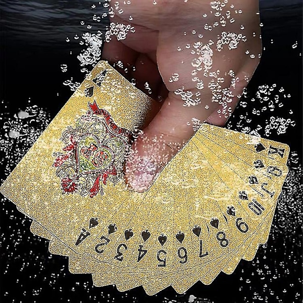 PVC Guld Poker Tvättbara Slitstarka 24K Guld Pokerkort Guldfolie Poker Gåvor