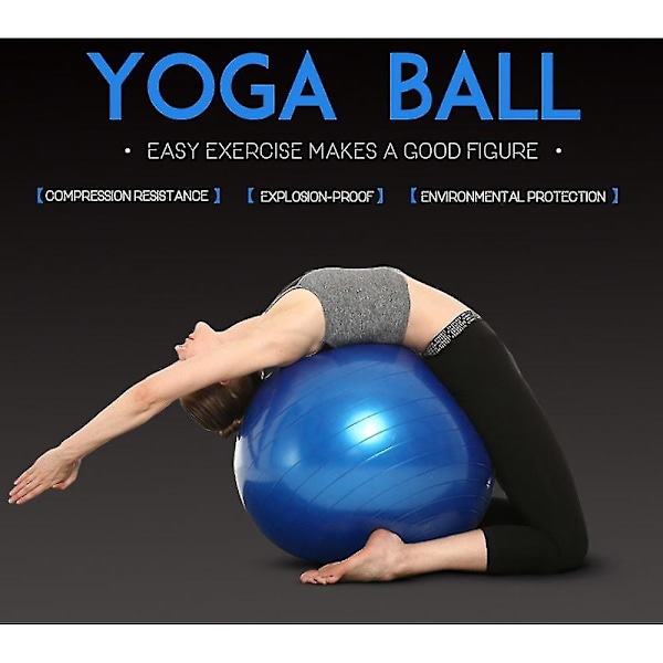 Blå 65cm tränings yoga boll anti-sprickbildning halksäker boll fitn
