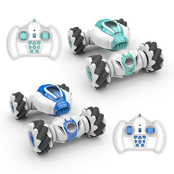 RC Stuntbil Fjärrkontroll Klocka Gest Sensor Deformerbara Elektriska Leksaksbilar blue