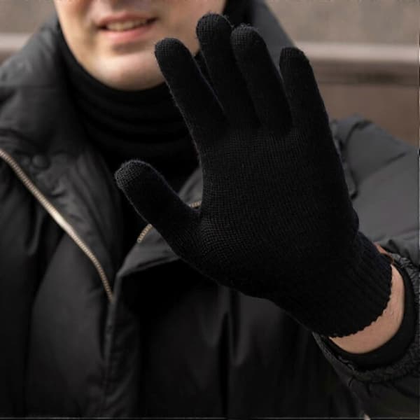 Unisex Termiske Handsker - 12 Par Sorte Vintervarme Strækvanter til Mænd og Kvinder One Size Passer Alle