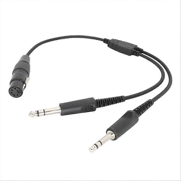 til XLR til GA Dual Plug 5-bens luftfartshovedtelefonstik Black