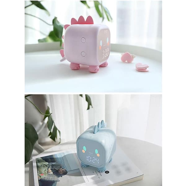 [LCS] Børns digitale vækkeur natlys søvntræner 2 alarmer 6 ringetoner tidstemperaturvisning pink