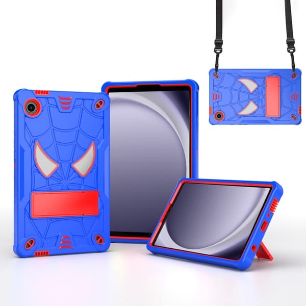 [LCS] Samsung Galaxy Tab A9 Cover i Spindel Silikone Hybrid PC Bl\u00e5 R\u00f6d