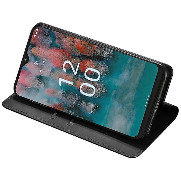Flipfodral för Nokia C22 Hud-beröring Pu Läder Vikbart Ställskydd Med Kortfack Style B Nokia C22 Black