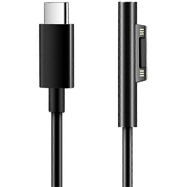 [LCS] til Surface til USB C-opladerkabel til Surface Pro 3/4/5/6/7, Surface Laptop 3/2/1, Surface Go black