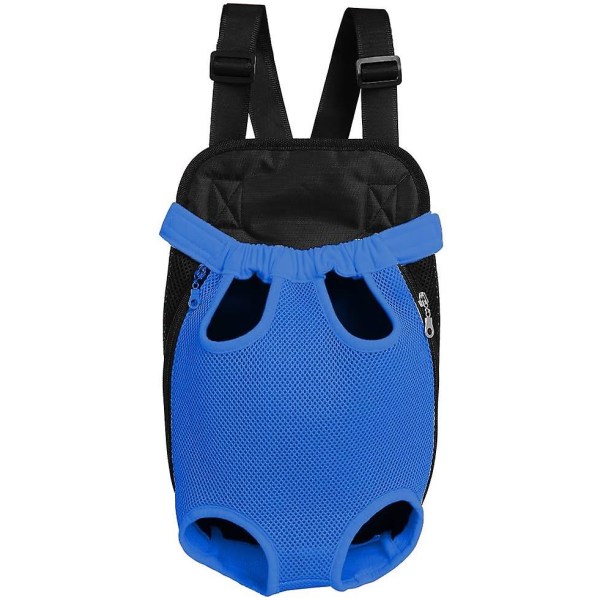 Ben-ut front hundhållare, handsfree justerbar ryggsäcksväska Mesh*Blue
