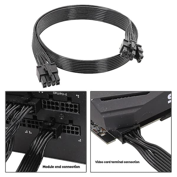 8-pin til 8-pin (6+2) PCIe strømkabel 18AWG for grafikkort - 50 cm