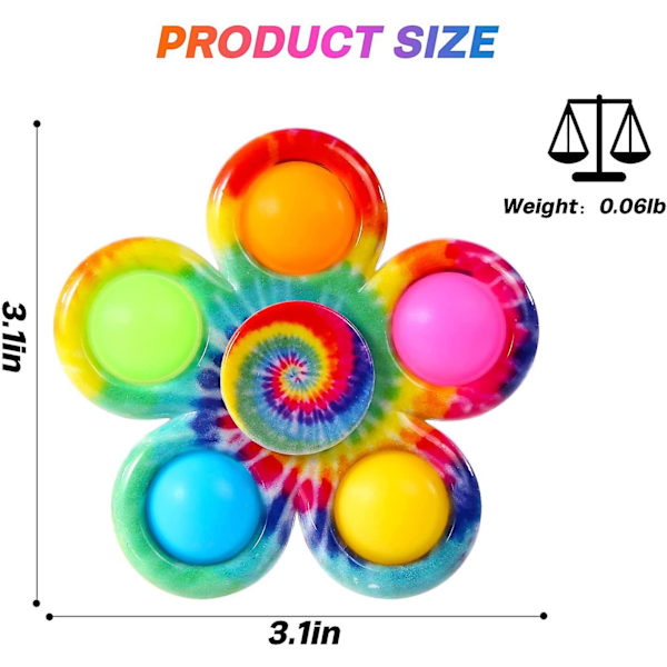 4 kpl pop fidget spinner -leluja, tie-dye popper pop bubble spinner -setti