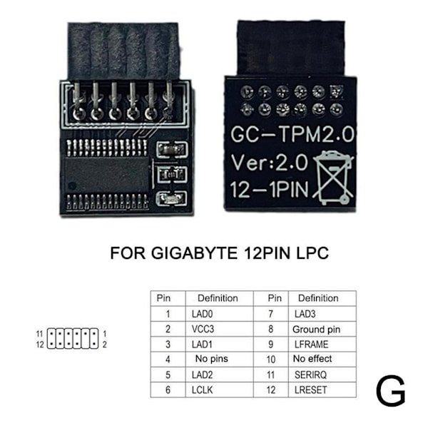 Tpm2.0 Säkerhetsmodul Stöder Multibrand Moderkort 20-1p blue For GIGABYTE 12Pin LPC