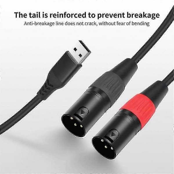 USB til dobbelt XLR han-lydkabel, USB-lydkonverterkabel til stereooutput, velegnet til forstærkere og mixere 100Cm