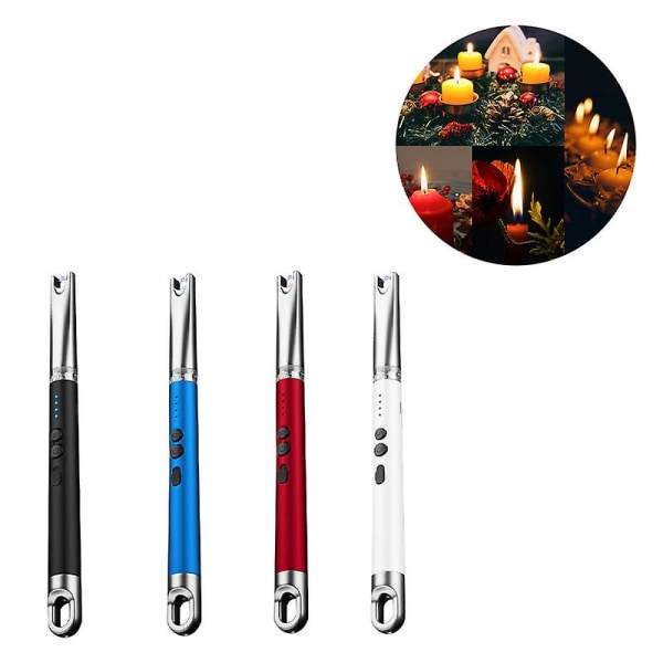 USB Lysbuelighter Elektrisk Lighter Flammeløs Lang Buelighter f Black
