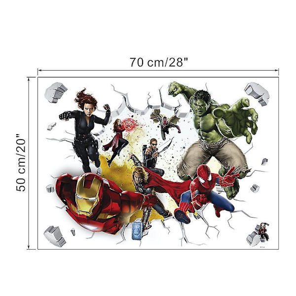 Avengers Hulk Ironman Dekorativ Tegneserie Knækket Væg PVC Vægdekor