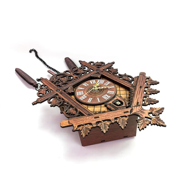 [LCS] Cuckoo Clock with Pendulum, Traditional Black Forest Cuckoo Clock Bird Comes Out and Calls, Cuckoo Clock Decorative Wall Clock with Night Mode