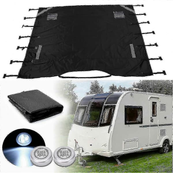 Universal Vandtæt Front Trækdæksel med 2 LED-lys til Autocamper, Campingvogn, Trailer 25-26