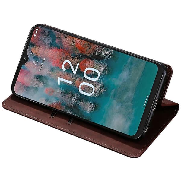 Flipfodral för Nokia C22 Hud-beröring Pu Läder Vikbart Ställskydd Med Kortfack Style D Nokia C22 Dark brown