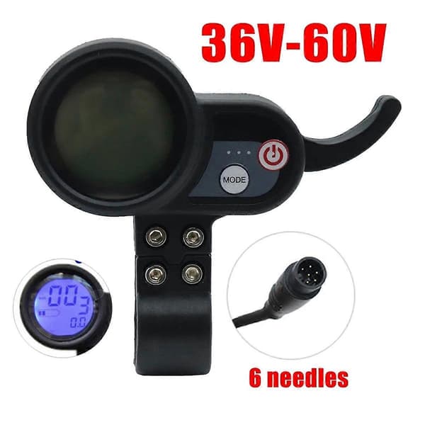 [LCS]36V-60V LCD-display Dashboard 6PIN E-scooter E-cykelmätare Elektriska scootertillbehör för JP Black