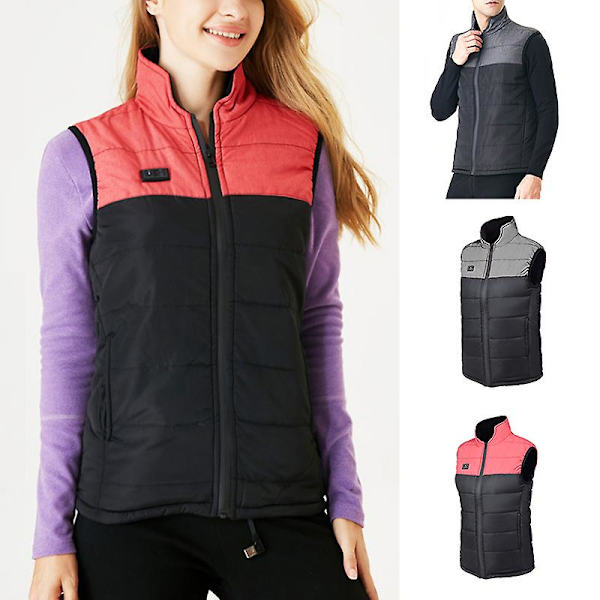 Oppladbar Varm Vest Vaskbar Elektrisk Varmevest Med 3 Varmeinnstillinger For Vinter Men Single Control 4XL