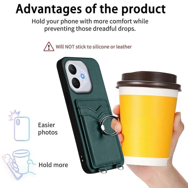 [LCS]R20 Ring Card Holder Phone Case Green For Honor 400 Lite Global / X70i
