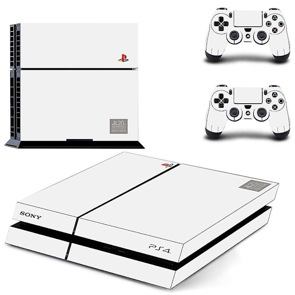 Puhtaan valkoinen PS4-pelikonsolin ja -ohjaimen suojatarra, täysi peittävä etulevy, tarra, yhteensopiva PlayStation 4 Dualshock 4 PS4 -suojatarran kanssa Qptm0416