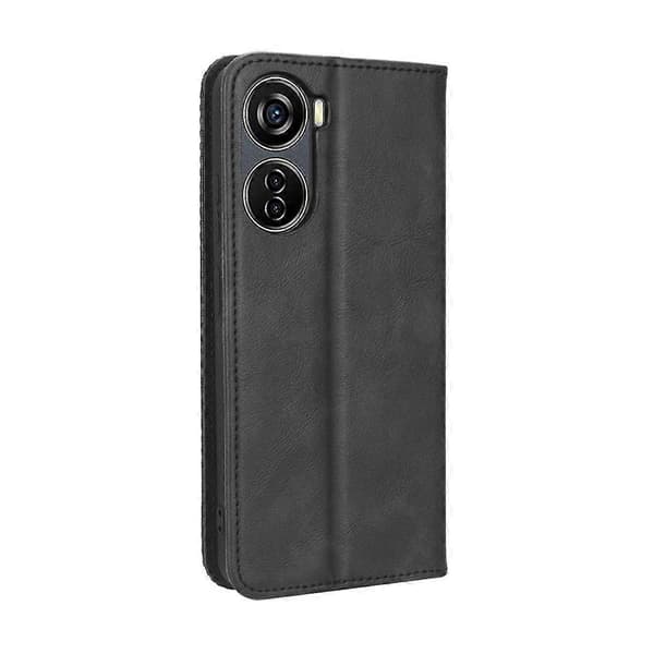 Kompatibelt med ZTE Blade V40 Design magnetiskt spänne retro textur läderfodral Black