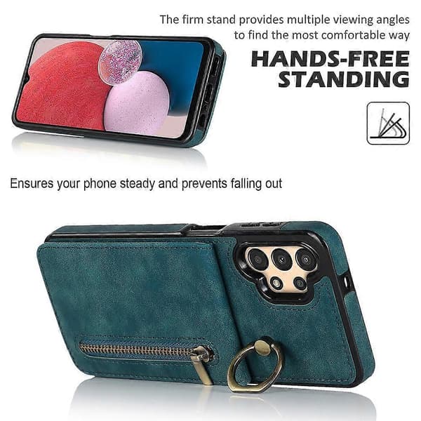 [LCS] För Samsung Galaxy A13 5G/A13 4G RFID-blockerande stativfodral Retro PU+TPU Plånboksfodral Multicolor Blue