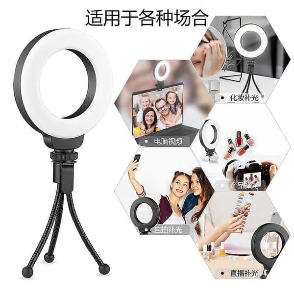 [LCS]Cl06 Videokonference Lys 4' 10cm Selfie Ringlys Til Ipad Laptop Pc Webcam Lys Med Klips Til Youtube Live
