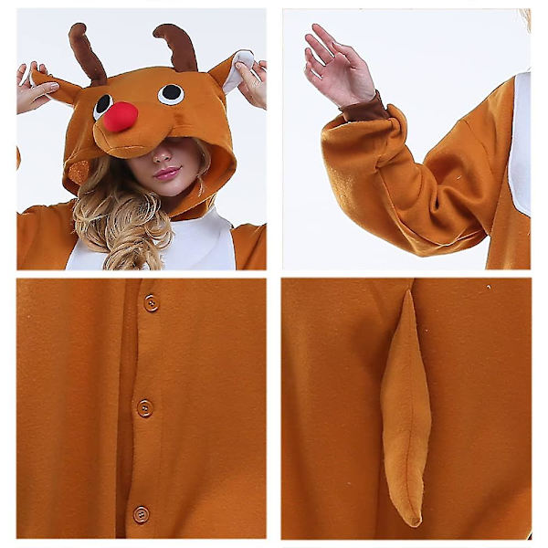 Reedca Totoro Vuxen Onesie Halloween Cosplay Kostymer Anime Pyjamas För Kvinnor Och Flickor, Knappstängning Deer1 XL