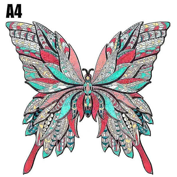Puinen palapeli aikuisille lapsille eläimen muotoinen palapeli perhelelut lahja A4 butterfly
