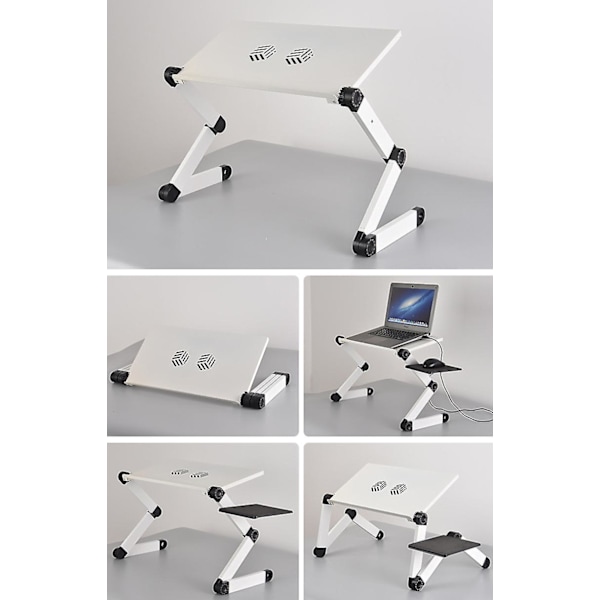 Laptopbord Portabelt Vikbart Dator- och Tabletstativ Med Kylfläkt White