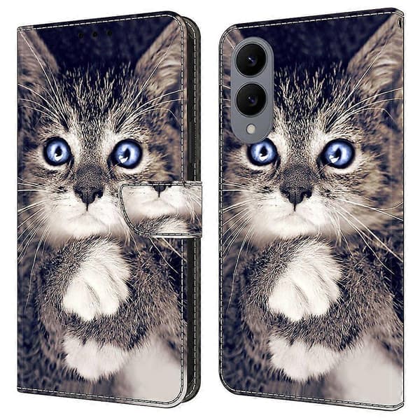 [LCS]För Samsung Galaxy S25 Edge Läderfodral Mönstertryck Plånboksställ Flip Telefonfodral Multicolor Hand-holding Cat