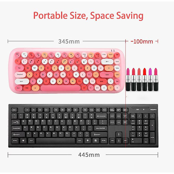 Sött 2.4g Trådlöst Tangentbord och Mus-Combo För Damer Pink