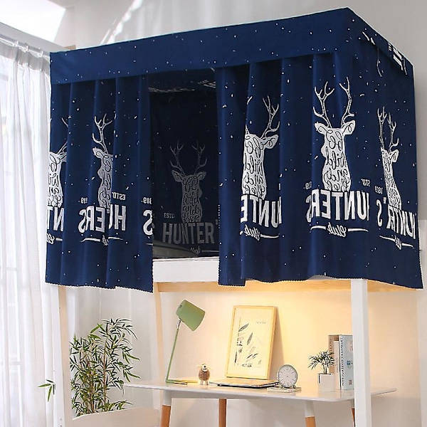 Painettu asuntolan sängyn verho köydellä ja lukolla, korkeakoulun yhden hengen sängyn varjostuskangas, yhteensopiva 4/4,5 tuuman kerrossängyn kanssa Mr. Deer 1.15M