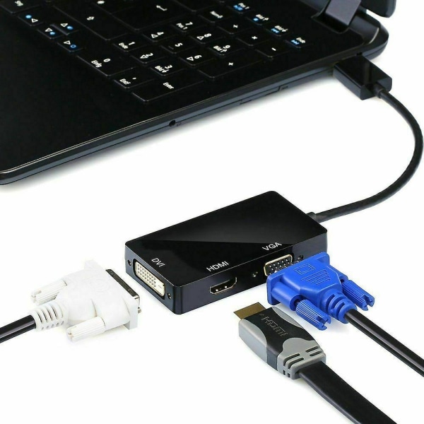 Mini Displayport Thunderbolt Han til DVI-D HDMI VGA Adapter Konverter 4k 1080p