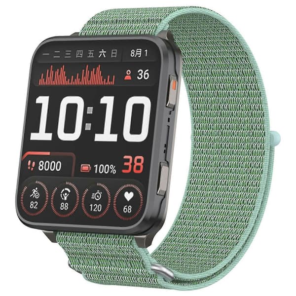 Til Garmin Venu X1 Håndledsrem Magic Tape Nylon Loop Urrem med Metalring - Grøn Multicolor Green