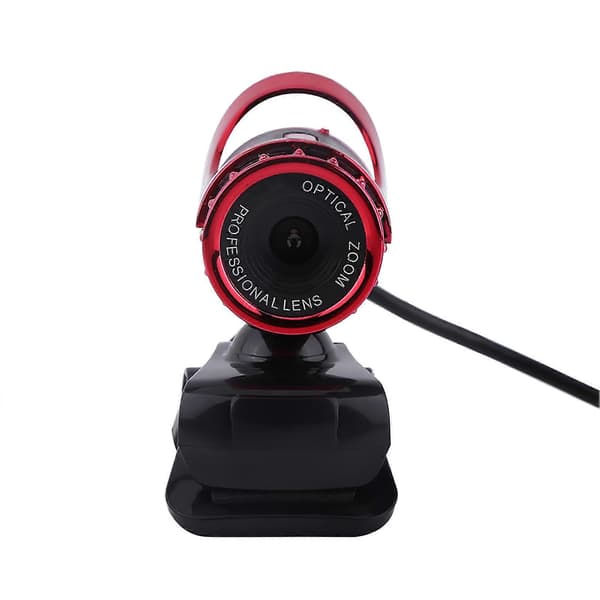 12M pixels clip-on webcam HD 360° roterende stativ indbygget mikrofon til PC rød