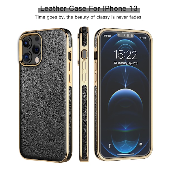 Læder Etui Til Iphone 13 Iphone 13pro Max 13 Mini Black iPhone 13 Pro Max