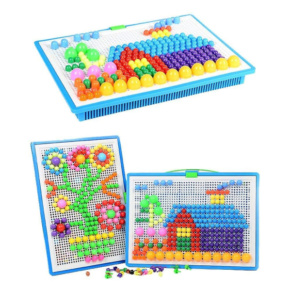 296 st Svampnaglar Pegboard Pedagogisk Färgglad Pussel Byggstenar Kreativa gör-det-själv mosaikleksaker för barn Småbarn