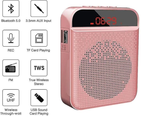 [LCS] Bärbar röstförstärkare, Bluetooth röstförstärkare med midjeband rose gold
