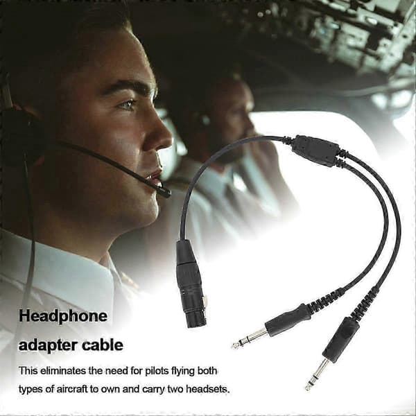 til XLR til GA Dual Plug 5-bens luftfartshovedtelefonstik Black