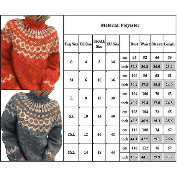 Dam stickad nordisk tröja rullhals tröja vintertröjor