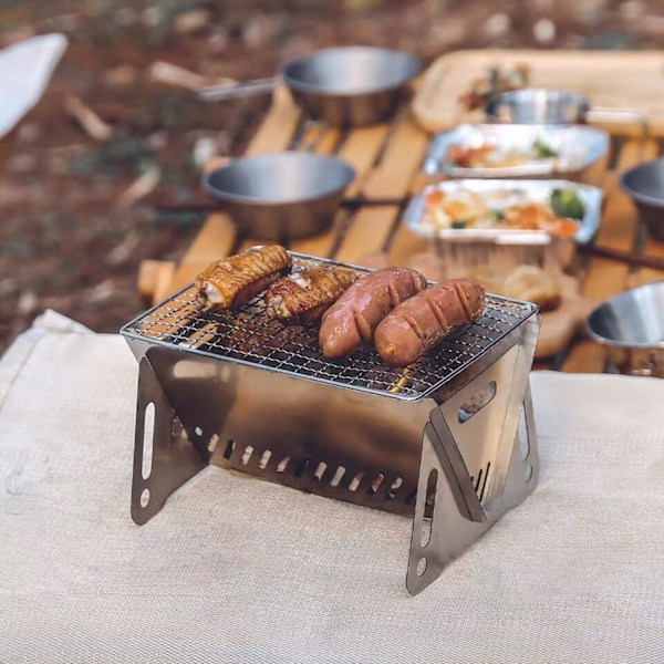 Justerbart rostfritt stål stativ för utomhusgrill - Vikbart, lätt att bära, grytställ