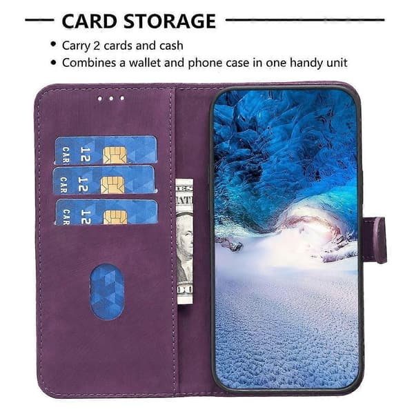 Rutete preget skinnveske til Nokia G22 Purple