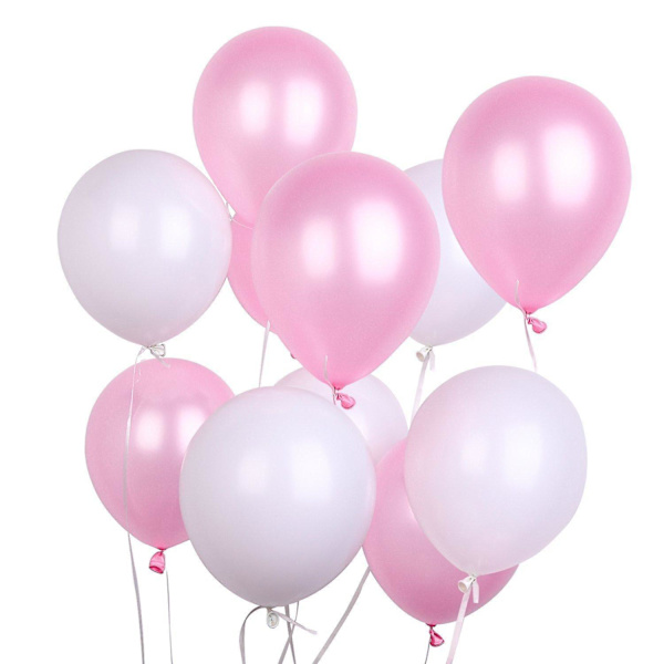 Balloner 12 Tommer 100 Stk. Pink og Hvide Balloner Perlemors Balloner Latex Balloner Helium Balloner