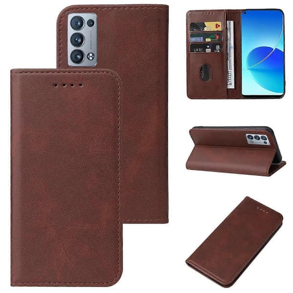 [LCS] För OPPO Reno6 Pro+ 5G magnetiskt läderfodral Brown