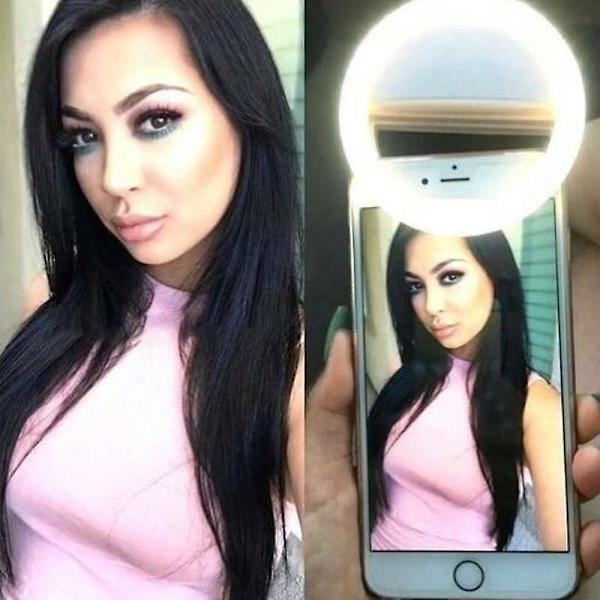 (Hvid) Universal Selfie LED Lys Ring Flash Fill Clip Kamera Til Telefoner Laptops Tablet