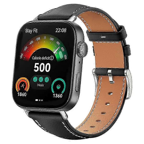 Urrem til Huawei Watch Fit 3 - Ægte slank læderrem Black