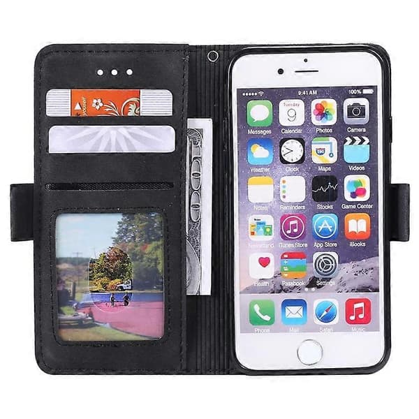 Kompatibel med iPhone 16e etui RFID-pung stativ læder telefoncover Red