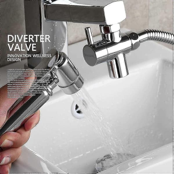 [LCS] Messingvaskventilomleder Kranfordeler, Kranadapter 3-veis Kranomlederventil, Krom p silver